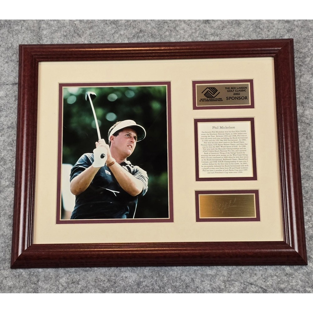 Phil Mickelson Framed Photo Plaque Golf Collectible Red Larsen Sponsor 2002